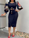 Elegant O Neck Three-Quarter High Waist Dress