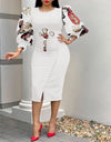 Elegant O Neck Three-Quarter High Waist Dress