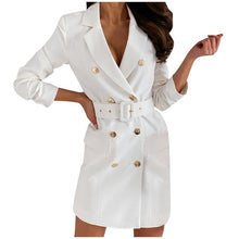 Carica l&#39;immagine nel visualizzatore di Gallery, Long-Sleeve Women&#39;s Double Breasted Mini Suit Dress
