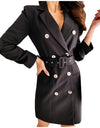 Long-Sleeve Women's Double Breasted Mini Suit Dress