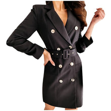 将图片加载到图库查看器，Long-Sleeve Women&#39;s Double Breasted Mini Suit Dress
