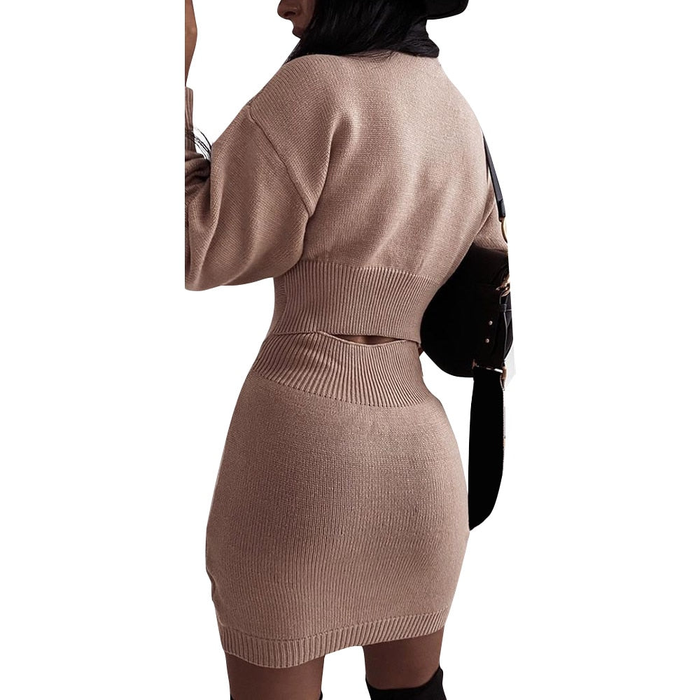 Knitted Sweater Dress Winter Pullover