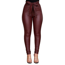 Load image into Gallery viewer, High Waist Leather Leggings With Bow Sashes
