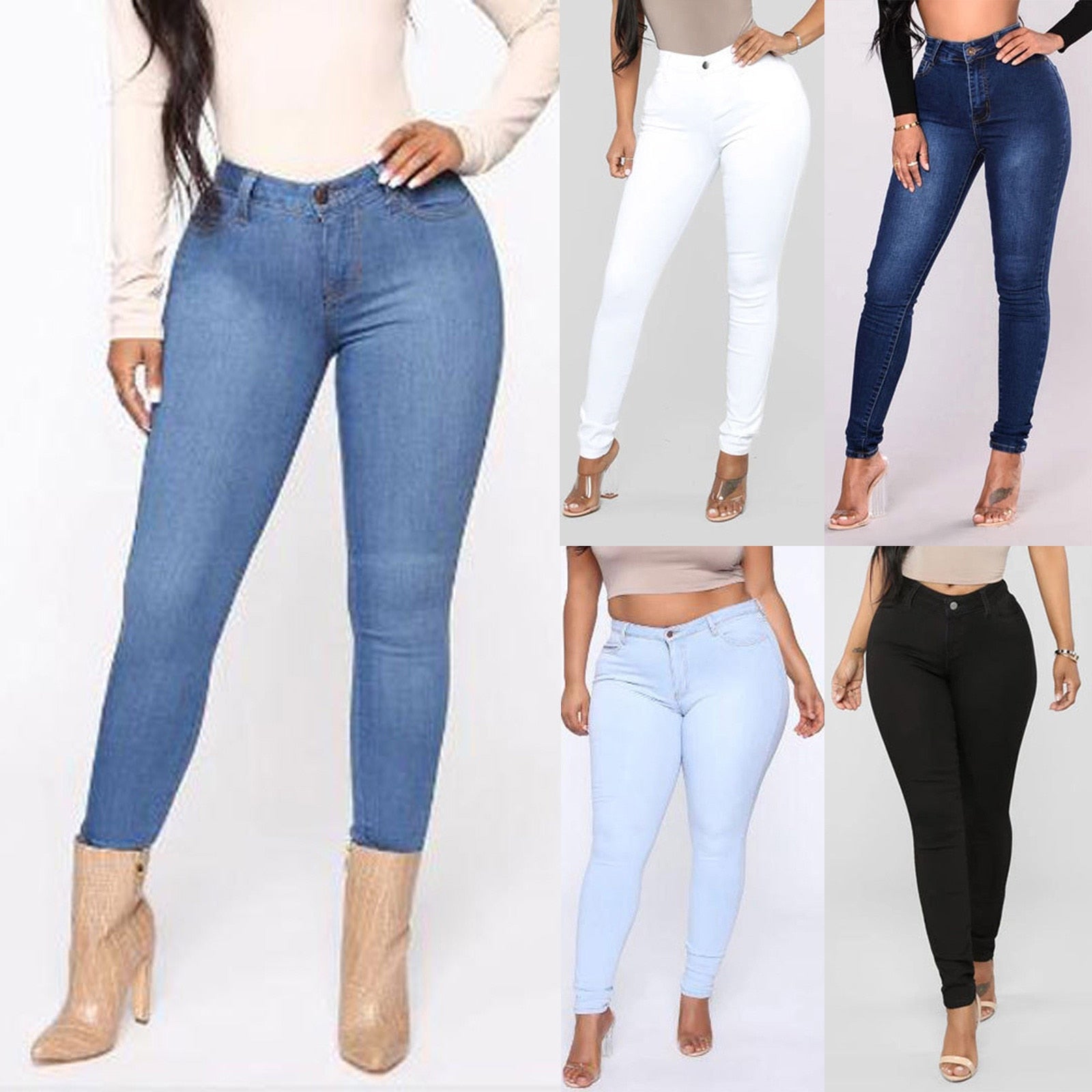 High Waist Denim Jeans With Pockets