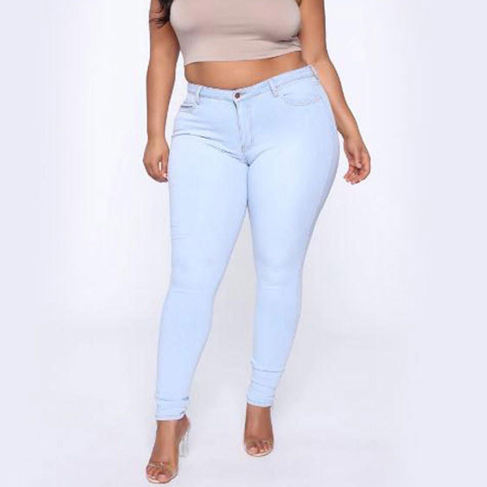 High Waist Denim Jeans With Pockets