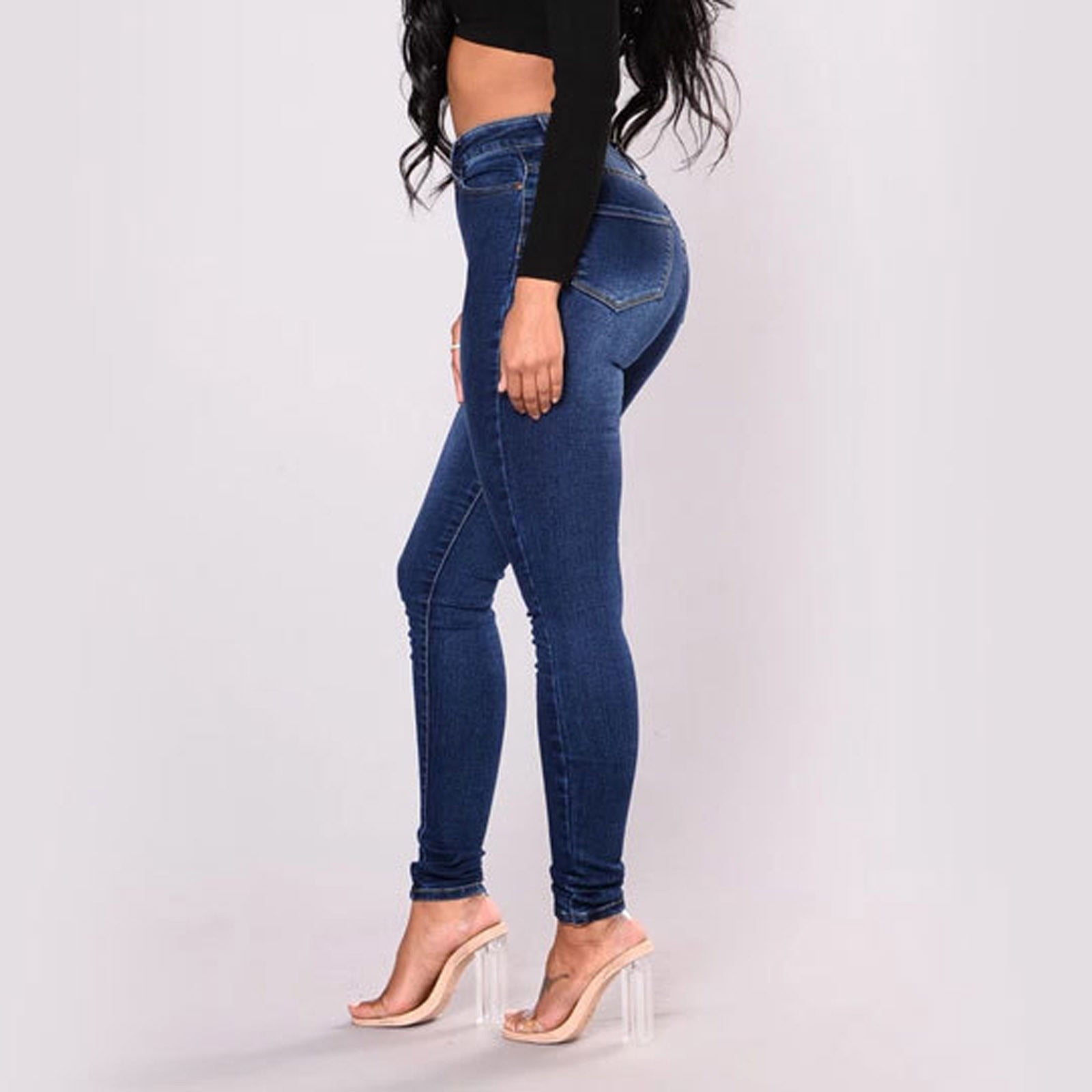 High Waist Denim Jeans With Pockets