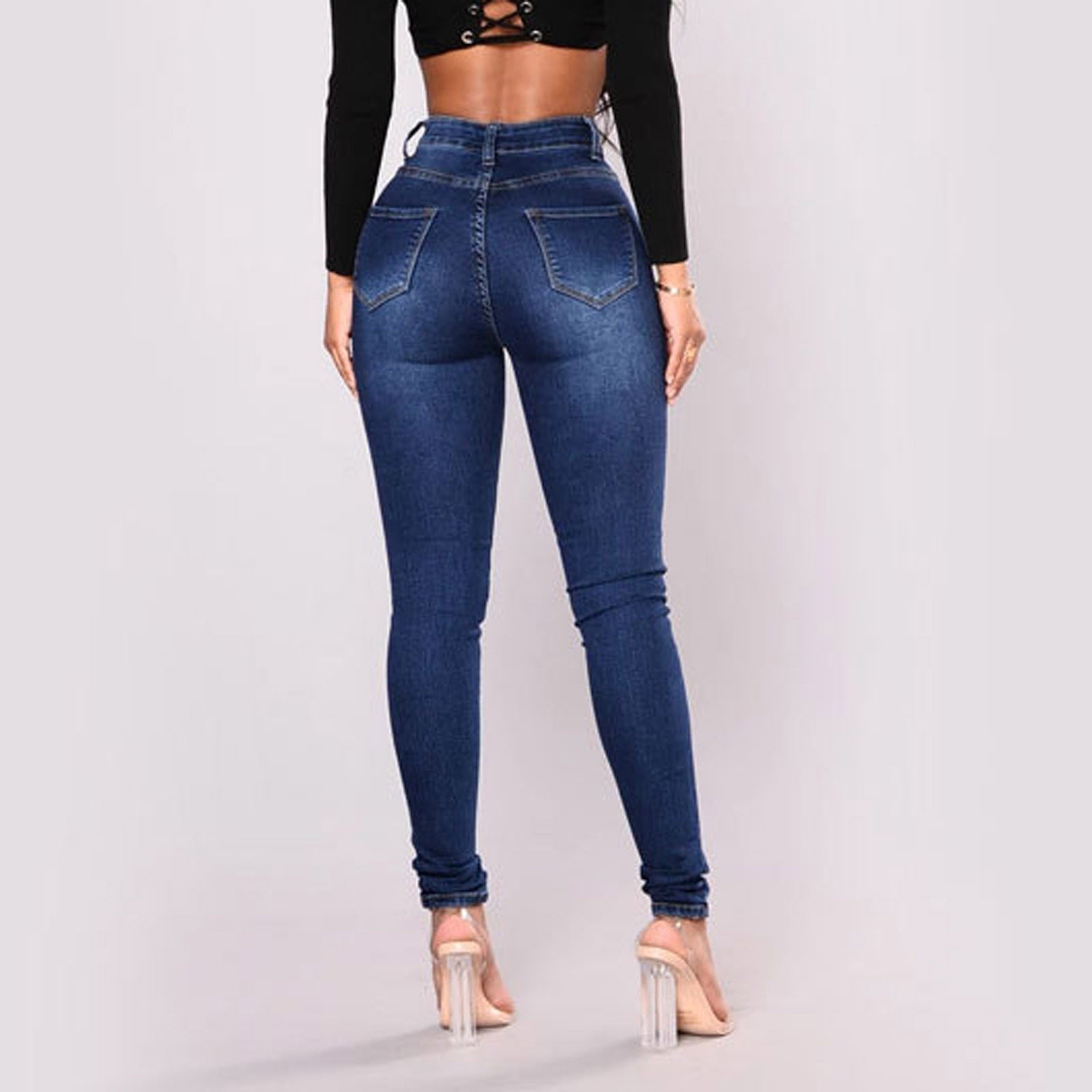 High Waist Denim Jeans With Pockets