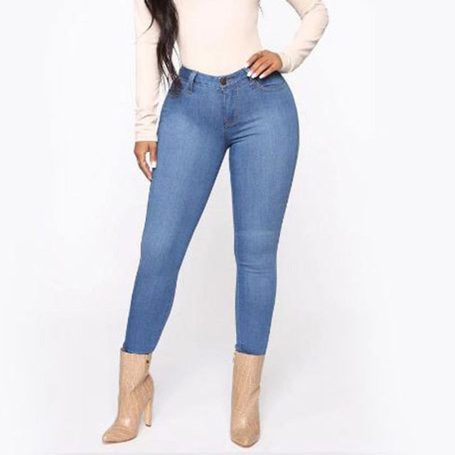 High Waist Denim Jeans With Pockets