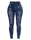 Mid-Waist Ripped Pencil Denim Jeans