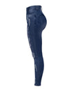 Mid-Waist Ripped Pencil Denim Jeans