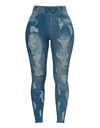 Mid-Waist Ripped Pencil Denim Jeans