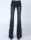 Vintage High Waist Bandage Lace Up Flare Jeans