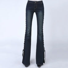 Carica l&#39;immagine nel visualizzatore di Gallery, Vintage High Waist Bandage Lace Up Flare Jeans
