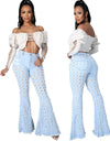 Hollow Out Flare Denim Pants