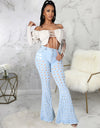 Hollow Out Flare Denim Pants