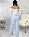 Hollow Out Flare Denim Pants