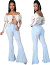 Hollow Out Flare Denim Pants