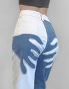 High Waist Vintage Patchwork Slim Jeans