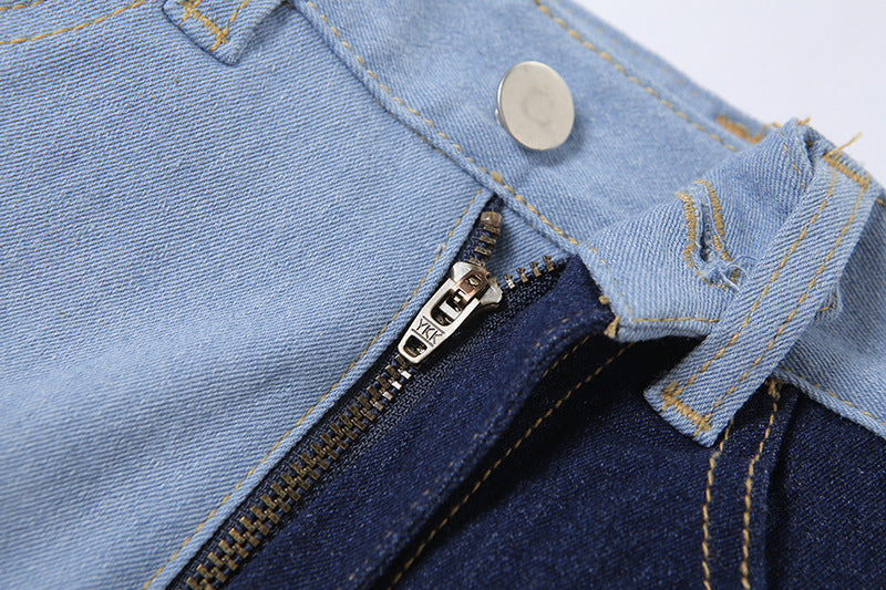 High Waist Vintage Patchwork Slim Jeans