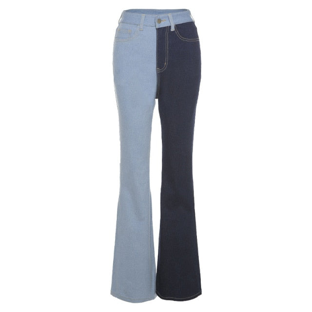 High Waist Vintage Patchwork Slim Jeans