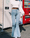 Solid Color Sexy High Waist Slim Bell-bottoms Denim Pants