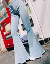 Solid Color Sexy High Waist Slim Bell-bottoms Denim Pants