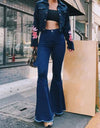Solid Color Sexy High Waist Slim Bell-bottoms Denim Pants