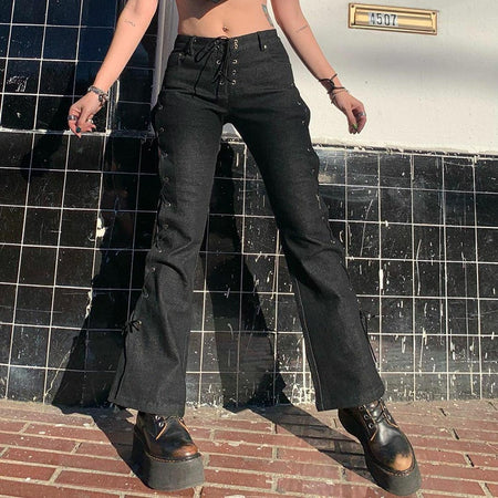 American Style Bandage  Low-rise Hip-lifting Retro Jeans