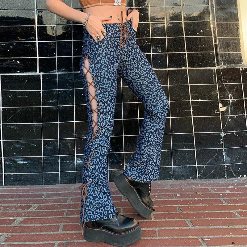 American Style Bandage  Low-rise Hip-lifting Retro Jeans