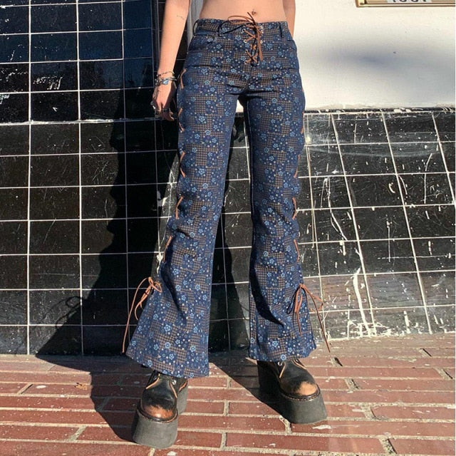 American Style Bandage  Low-rise Hip-lifting Retro Jeans