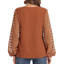 Load image into Gallery viewer, Lantern Sleeve V Neck Chiffon Blouse
