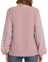 Lantern Sleeve V Neck Chiffon Blouse