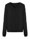 Lantern Sleeve V Neck Chiffon Blouse