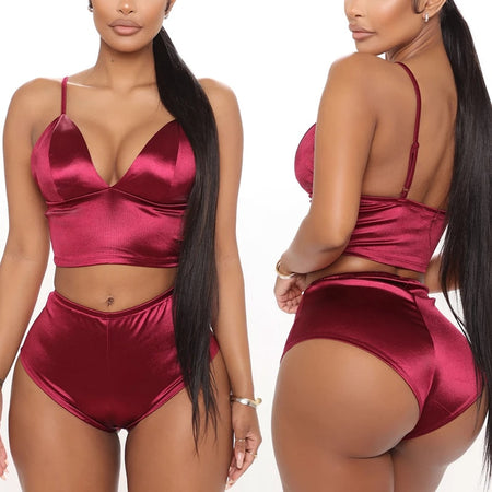 Satin Sexy Lingerie Bra And Panty Set
