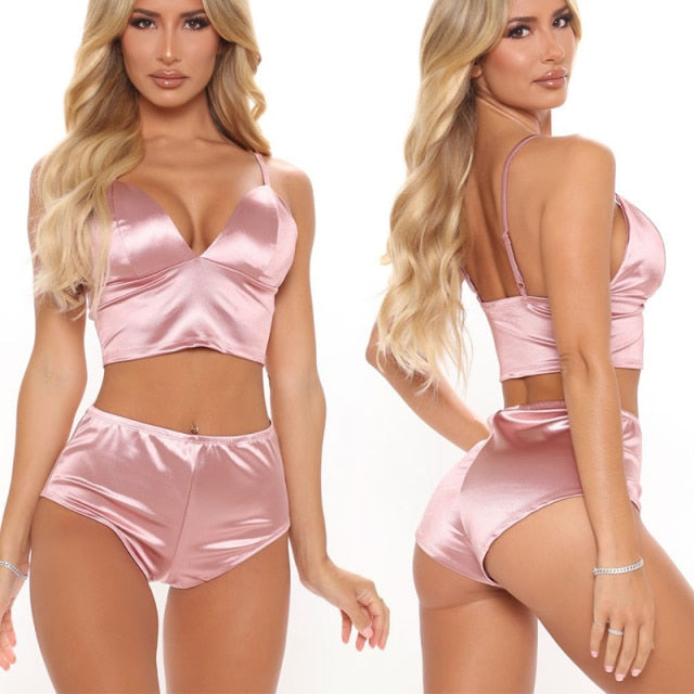 Satin Sexy Lingerie Bra And Panty Set