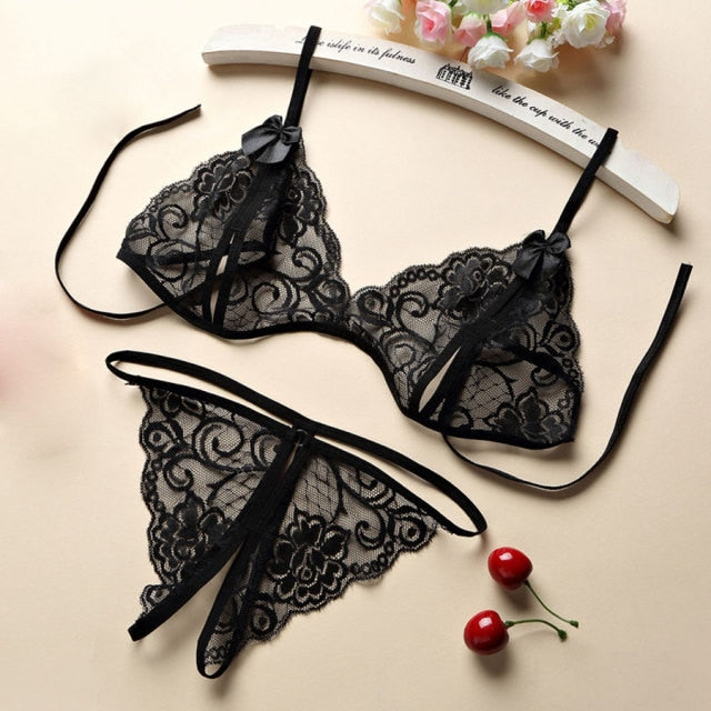 Satin Sexy Lingerie Bra And Panty Set