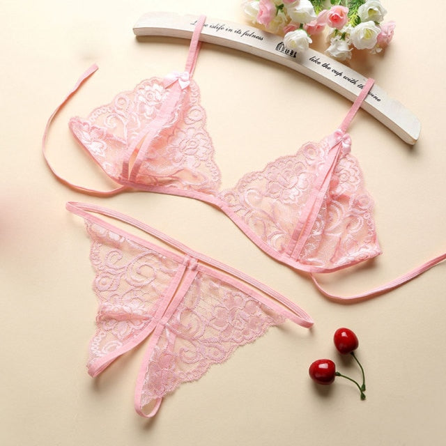Satin Sexy Lingerie Bra And Panty Set