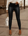 Sexy Studded Design High Waist Lace-up Skinny Pants