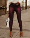 Sexy Studded Design High Waist Lace-up Skinny Pants