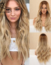 Long, Wavy Natural Synthetic Wig Ombre, Blonde & Brown