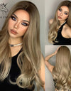 Long, Wavy Natural Synthetic Wig Ombre, Blonde & Brown