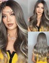Long, Wavy Natural Synthetic Wig Ombre, Blonde & Brown