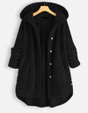 S-5XL Warm Winter Fleece Button Hooded Overcoat