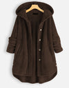 S-5XL Warm Winter Fleece Button Hooded Overcoat