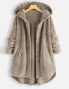 S-5XL Warm Winter Fleece Button Hooded Overcoat