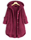S-5XL Warm Winter Fleece Button Hooded Overcoat