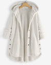 S-5XL Warm Winter Fleece Button Hooded Overcoat