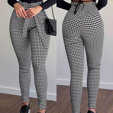 High Waist Lace-up Tights With Sashes