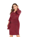 Elegant V-Neck Plus Size Party Dress