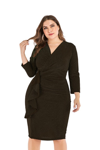 Elegant V-Neck Plus Size Party Dress